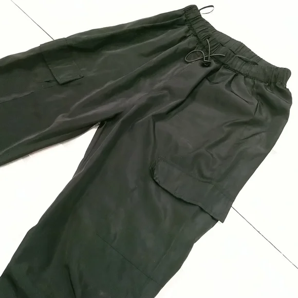 Black Nylon Track Pants, Joggers - Picture 2 of 4